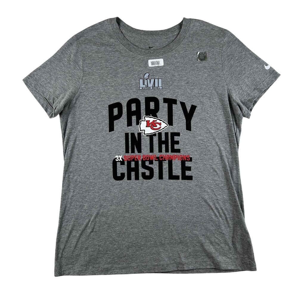 Kansas City Chiefs Shirt Womens Large Gray NFL Football Nike Super Bowl LVII